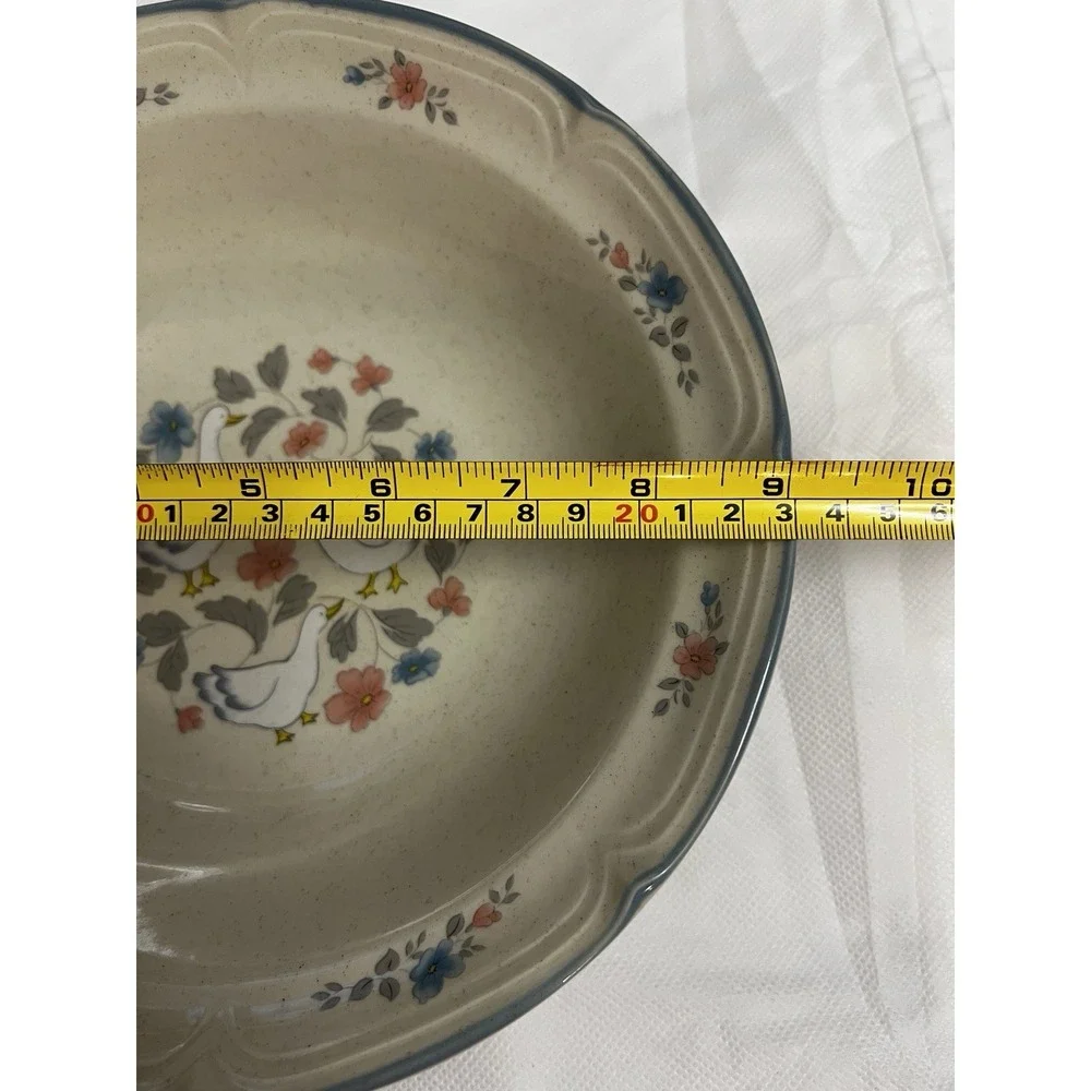 Vtg Cottagecore Geese Serving Bowl Country Classics Farmhouse Goose Stoneware